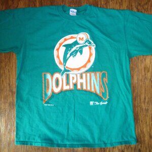 Vintage 1996 NFLP Miami Dolphins The Game Short Sleeve Shirt XL